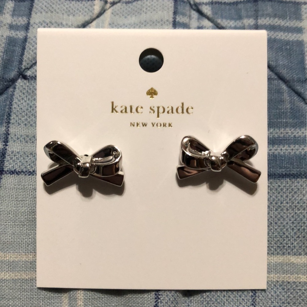 NWT Kate Spade Skinny Mini Bow Studs (O0RU2907) Silver (040)